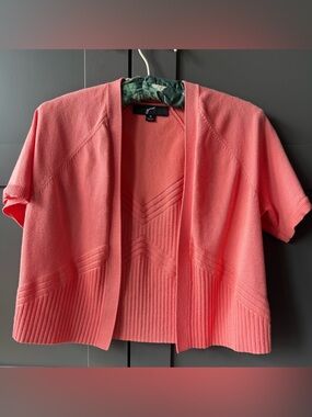 GNW (Great Northwest Clothing Co.) cropped short sleeve cardigan, coral, M NWT